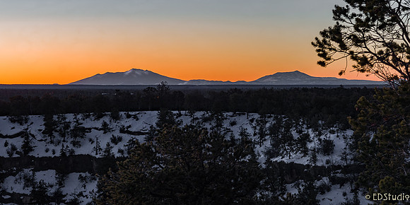 Sunrise on the San Francisco Peaks from Powell Point, Grand Canyon National Park