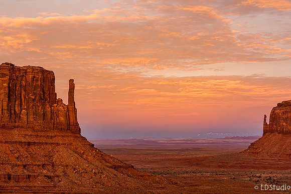 Sunrise Between The Mittens, Monument Valley, AZ